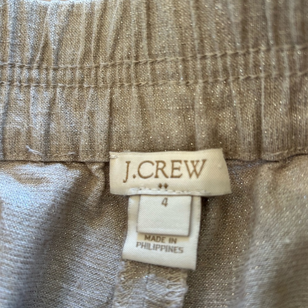 J Crew Linen & Cotton Oatmeal short with elastic waistband & front pockets, Sz 4 - Picture 6 of 8